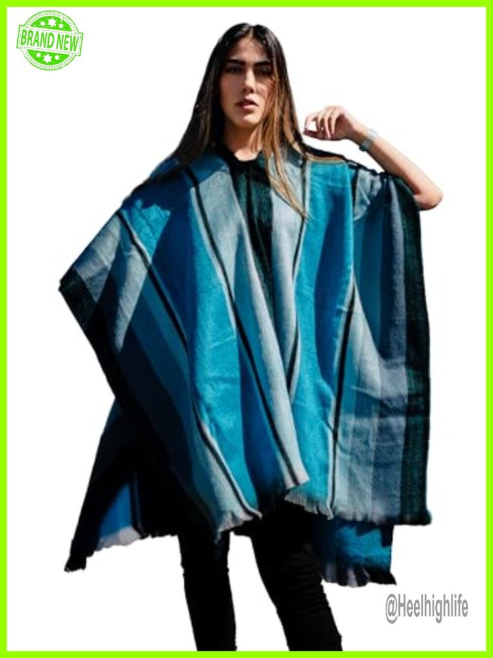 Alpaca Wool Poncho Sweater Shawl Wrap Geometric Bohemian Style